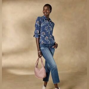 NWT Sundance Ryleigh Floral Print, Button-front, Long Sleeve Blouse. M. Lovely!